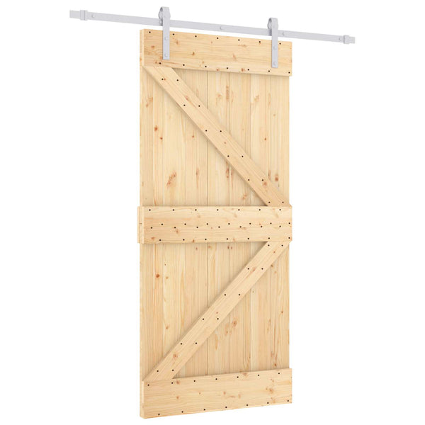 Liukuovi 90 x 210 cm Täysi mänty Luonnollinen ja valkoinen