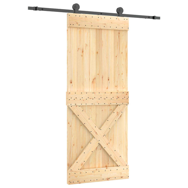 Liukuovi Luonnollinen ja musta 85 x 210 cm Massiivinen mänty