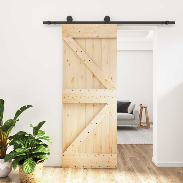 Liukuovi 85 x 210 cm Massiivinen mänty (käsittelemätön)