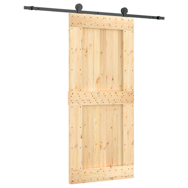 Liukuovi Luonnollinen ja musta 90 x 210 cm Massiivinen mänty