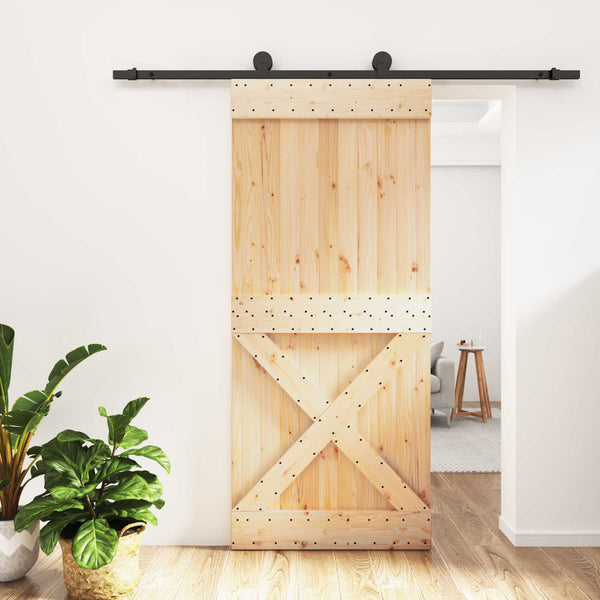 Liukuovi 90 x 210 cm Massiivinen mänty (käsittelemätön)