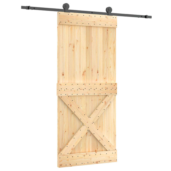 Liukuovi 90 x 210 cm Massiivinen mänty (käsittelemätön)