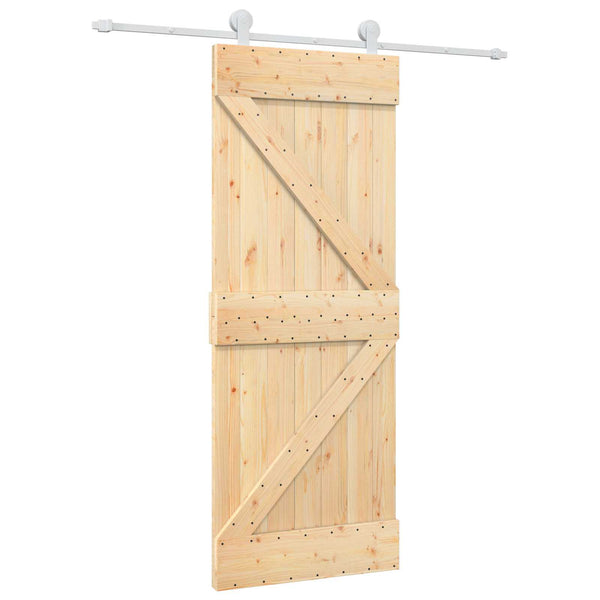Liukuovi 80 x 210 cm Täysi mänty Luonnollinen ja valkoinen