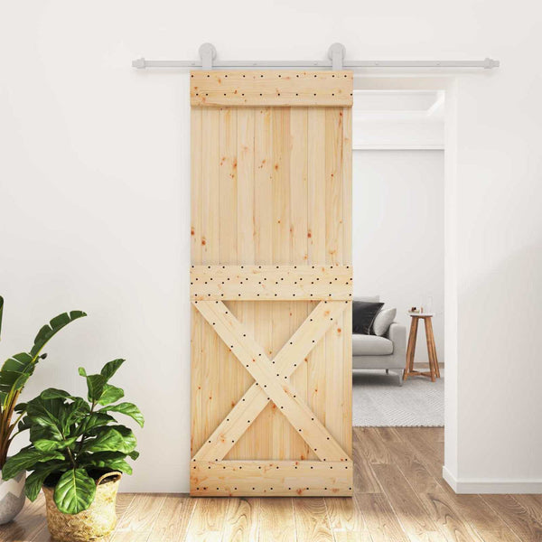 Liukuovi 80 x 210 cm Massiivinen mänty (käsittelemätön)