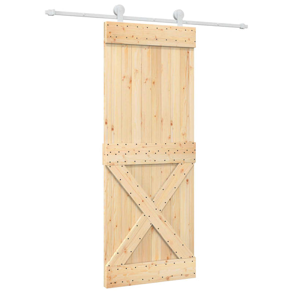 Liukuovi 80 x 210 cm Massiivinen mänty (käsittelemätön)