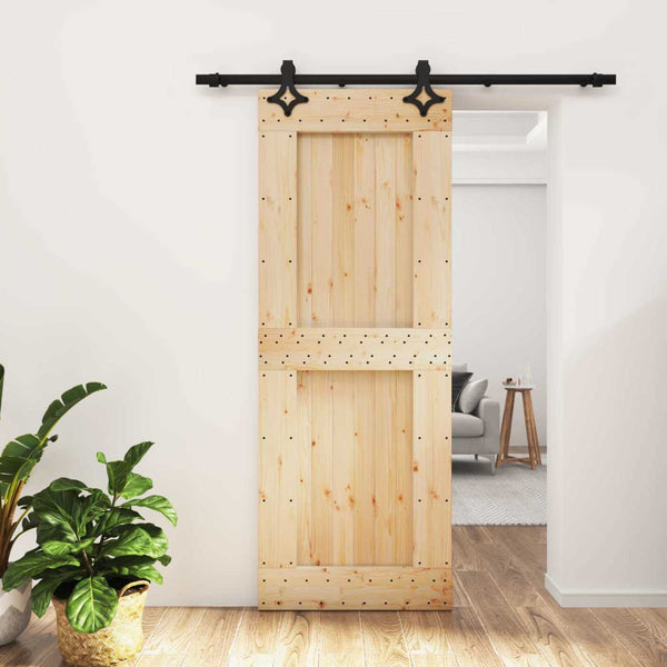 Liukuovi Luonnollinen ja musta 80 x 210 cm Massiivinen mänty