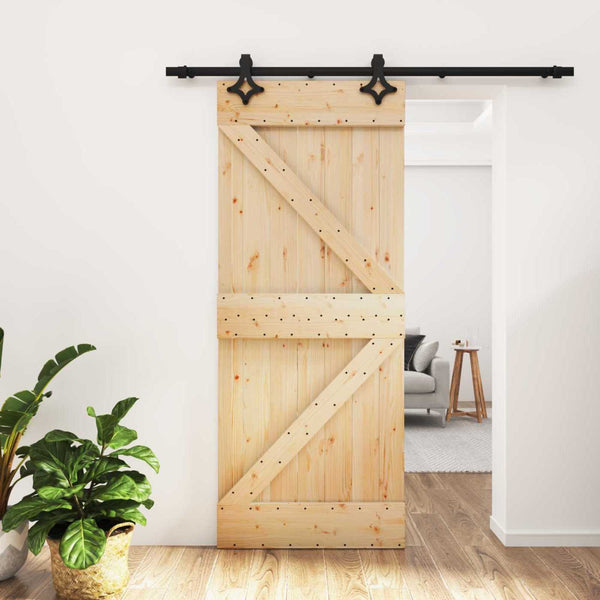 Liukuovi Luonnollinen ja musta 85 x 210 cm Massiivinen mänty