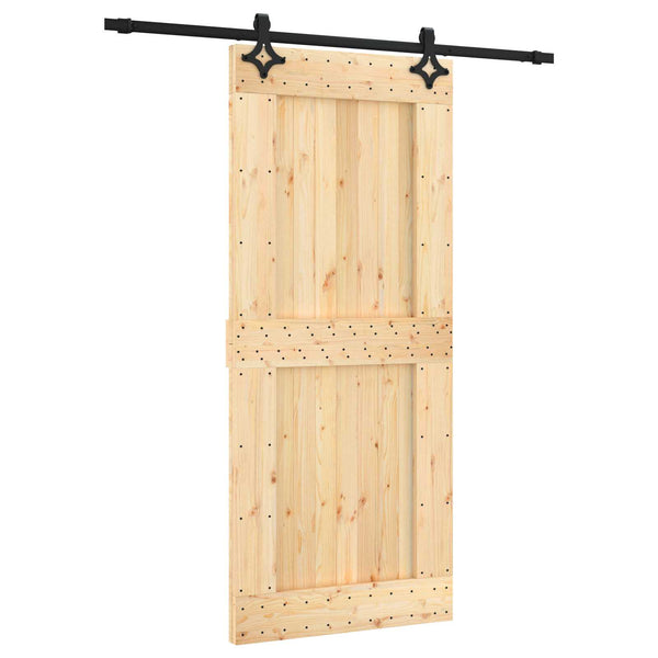 Liukuovi Luonnollinen ja musta 90 x 210 cm Massiivinen mänty