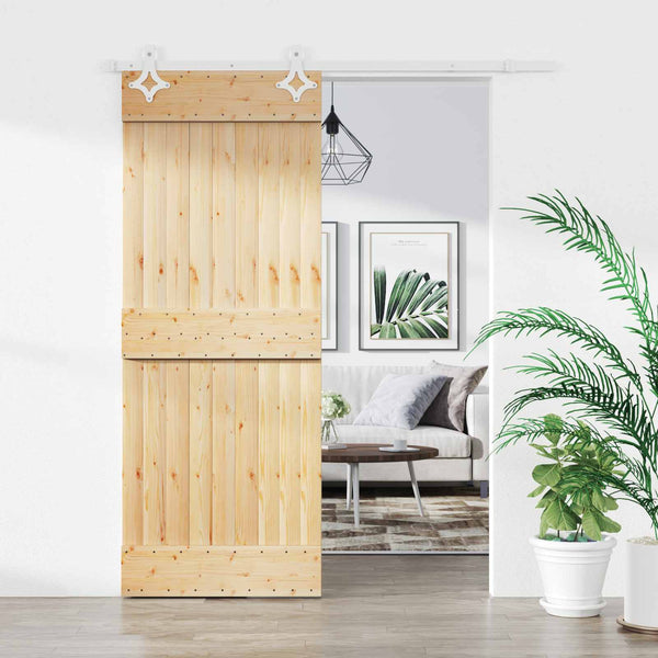 Liukuovi 80 x 210 cm Massiivinen mänty (käsittelemätön)
