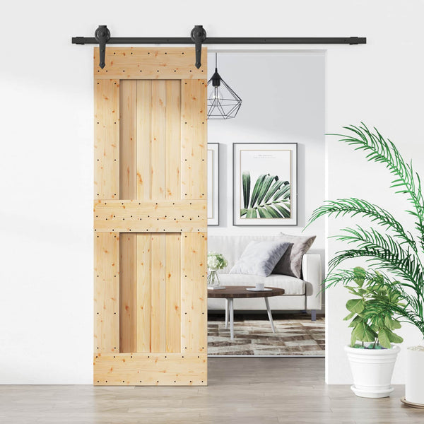Liukuovi Luonnollinen ja musta 70 x 210 cm Massiivinen mänty