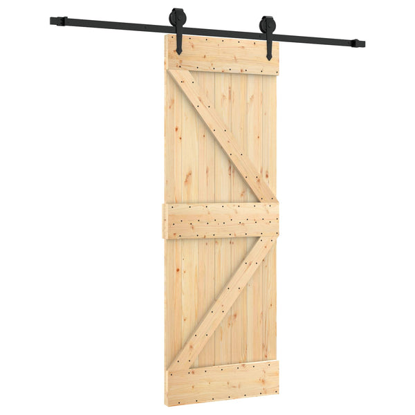 Liukuovi Luonnollinen ja musta 70 x 210 cm Massiivinen mänty
