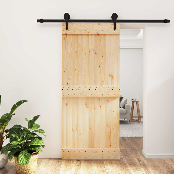Liukuovi Luonnollinen ja musta 90 x 210 cm Massiivinen mänty