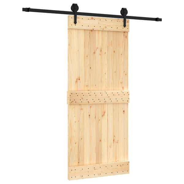 Liukuovi Luonnollinen ja musta 90 x 210 cm Massiivinen mänty