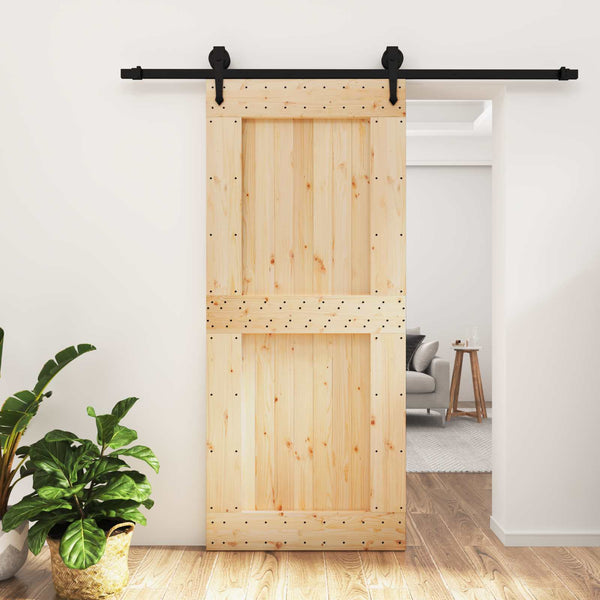 Liukuovi Luonnollinen ja musta 90 x 210 cm Massiivinen mänty