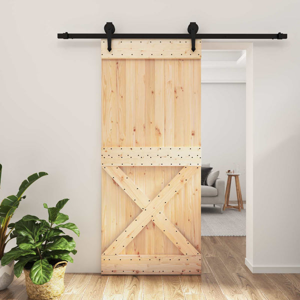 Liukuovi Luonnollinen ja musta 90 x 210 cm Massiivinen mänty