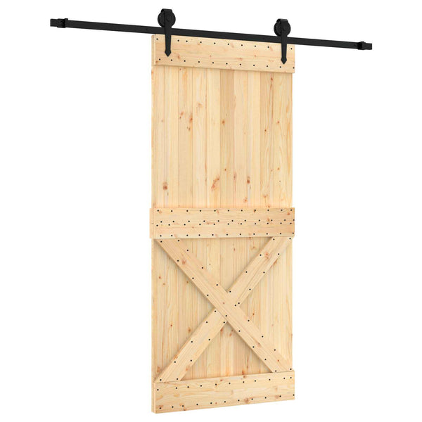 Liukuovi Luonnollinen ja musta 90 x 210 cm Massiivinen mänty