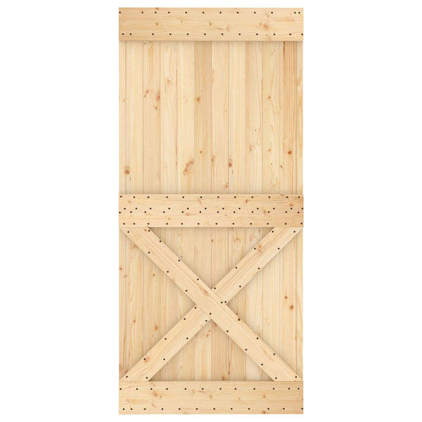 Liukuovi Luonnollinen ja musta 95 x 210 cm Massiivinen mänty