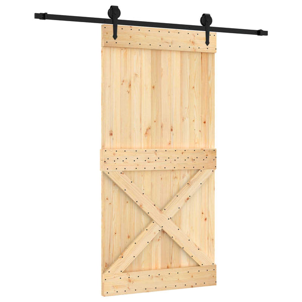 Liukuovi Luonnollinen ja musta 100 x 210 cm Massiivinen mänty