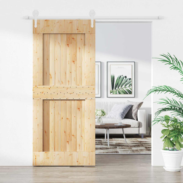 Liukuovi 90 x 210 cm Massiivinen mänty (käsittelemätön)