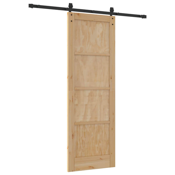 Liukuovi 73,5 x 211 cm Täysi mänty Luonnollinen ja musta