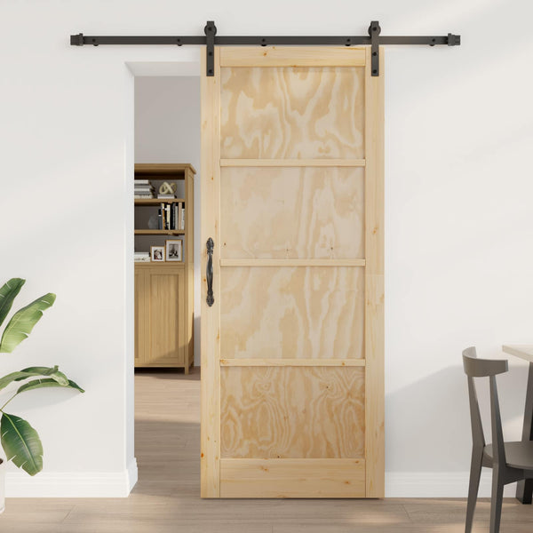 Liukuovi 86 x 211 cm Täysi mänty Luonnollinen ja musta