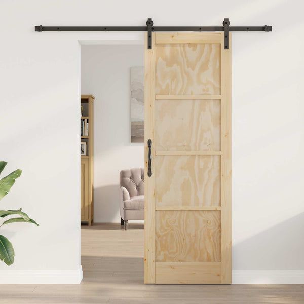 Liukuovi 73,5 x 211 cm Täysi mänty Luonnollinen ja musta