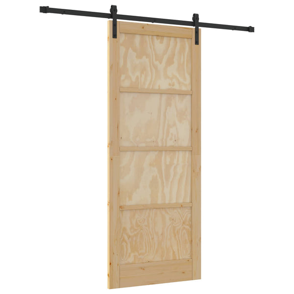 Liukuovi 86 x 211 cm Täysi mänty Luonnollinen ja musta