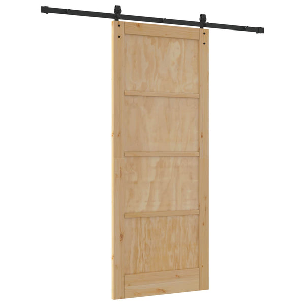 Liukuovi 86 x 211 cm Täysi mänty Luonnollinen ja musta