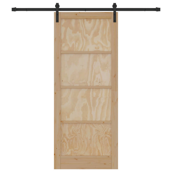 Liukuovi 86 x 211 cm Täysi mänty Luonnollinen ja musta