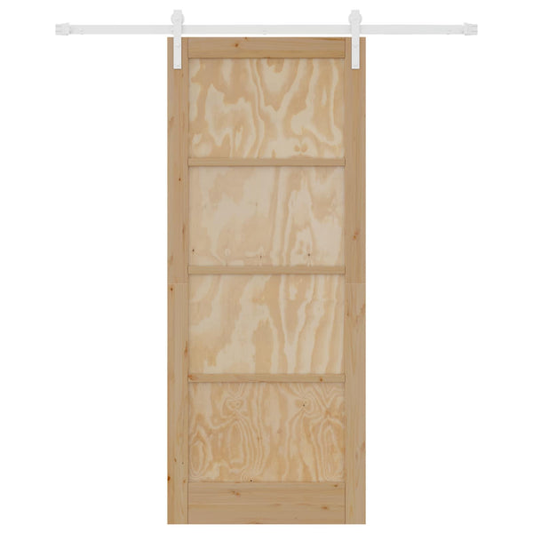 Liukuovi 86 x 211 cm Täysi mänty Luonnollinen ja valkoinen