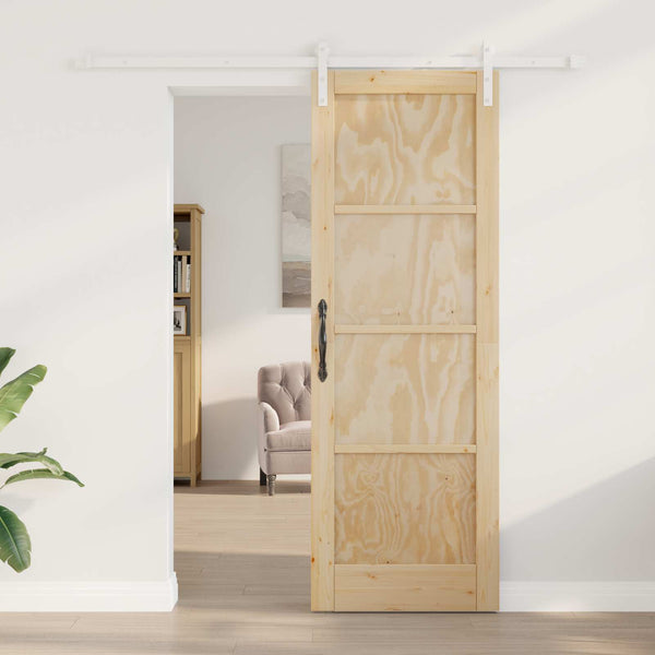 Liukuovi 73,5 x 211 cm Täysi mänty Luonnollinen ja valkoinen
