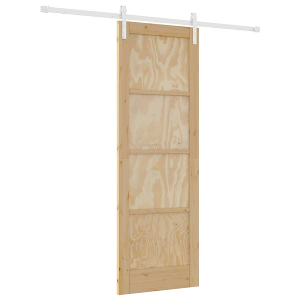Liukuovi 73,5 x 211 cm Täysi mänty Luonnollinen ja valkoinen