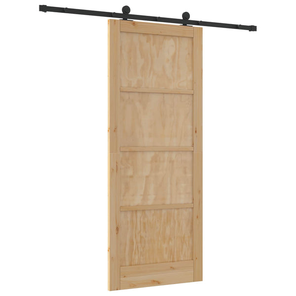 Liukuovi Luonnollinen ja musta 86 x 211 cm Täysi mänty