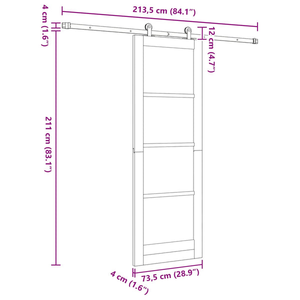 Liukuovi ORKDAL 73,5 x 211 cm Täysi mänty Luonnollinen