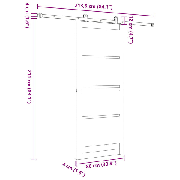 Liukuovi ORKDAL 86 x 211 cm Täysi mänty Luonnollinen