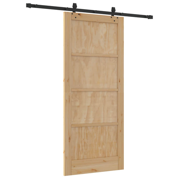 Liukuovi Luonnollinen ja musta 86 x 198,5 cm Täysi mänty