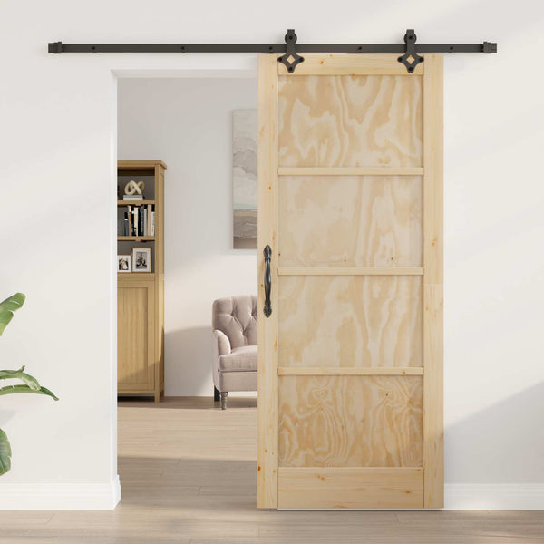 Liukuovi Luonnollinen ja musta 83 x 202 cm Täysi mänty
