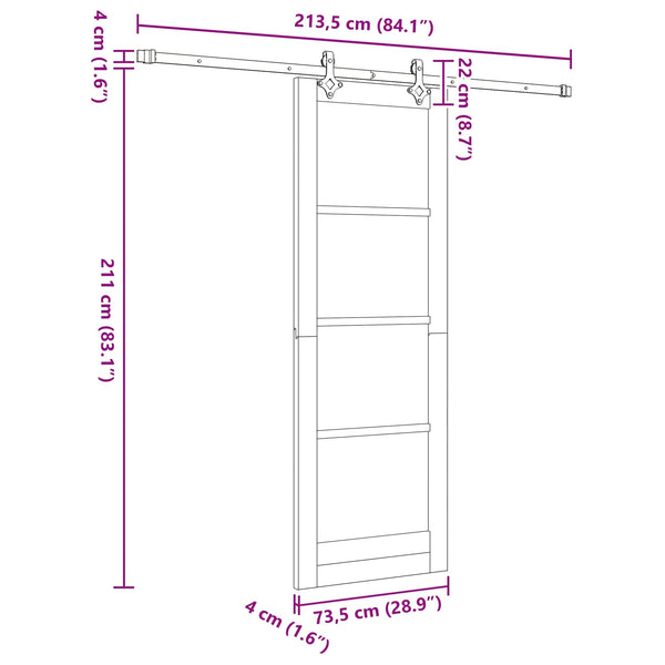 Liukuovi ORKDAL 73,5 x 211 cm Täysi mänty Luonnollinen