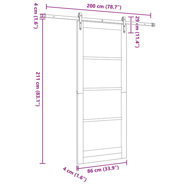 Liukuovi ORKDAL 86 x 211 cm Täysi mänty