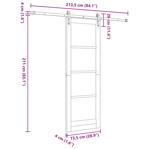 Liukuovi ORKDAL 73,5 x 211 cm Täysi mänty Luonnollinen