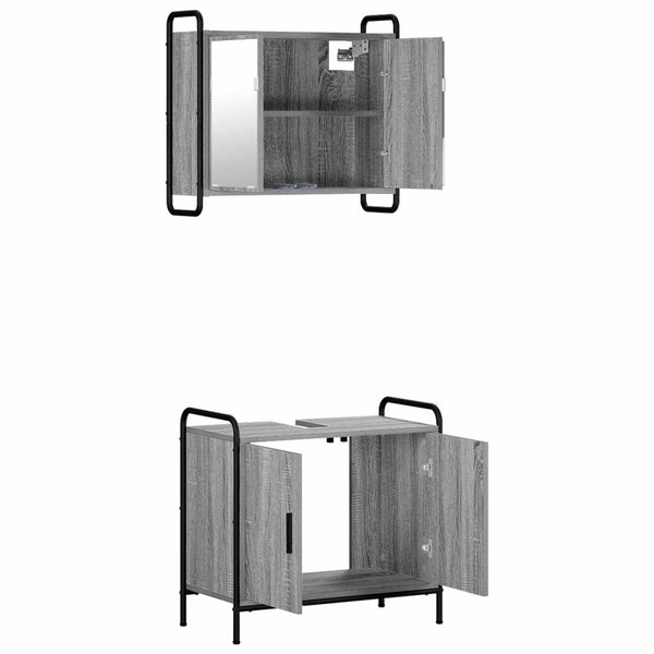 Kylpyhuoneen kaappisetti 2 kpl Harmaa Sonoma 65,5 x 34 x 61 cm