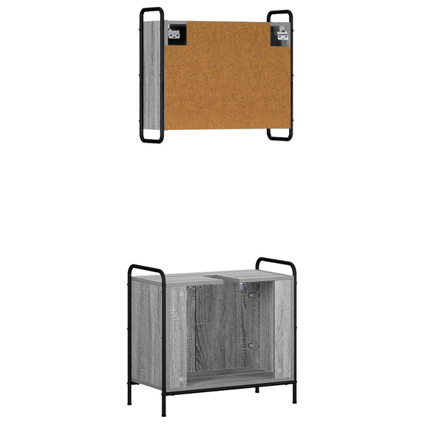 Kylpyhuoneen kaappisetti 2 kpl Harmaa Sonoma 65,5 x 34 x 61 cm
