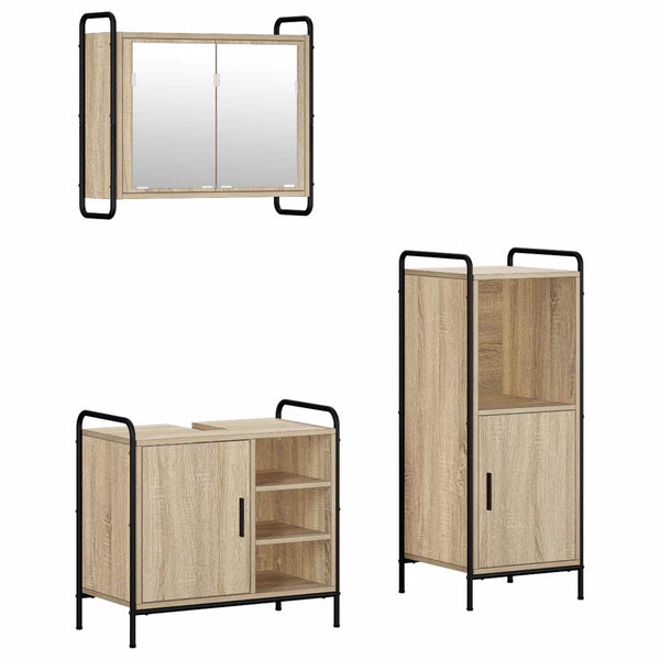 Kylpyhuoneen kaappisetti 3 kpl Sonoma-tammi 40 x 36 x 99,5 cm