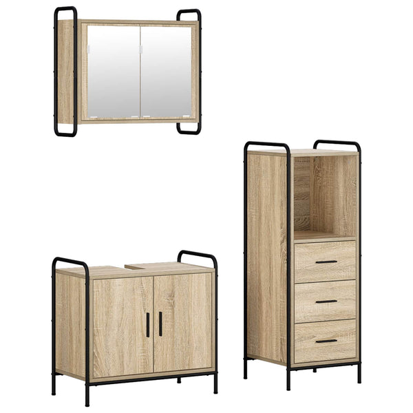 Kylpyhuoneen kaappisetti 3 kpl Sonoma-tammi 40 x 36 x 109,5 cm