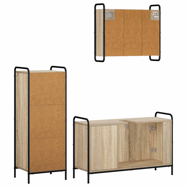 Kylpyhuoneen kaappisetti 3 kpl Sonoma-tammi 40 x 36 x 109,5 cm