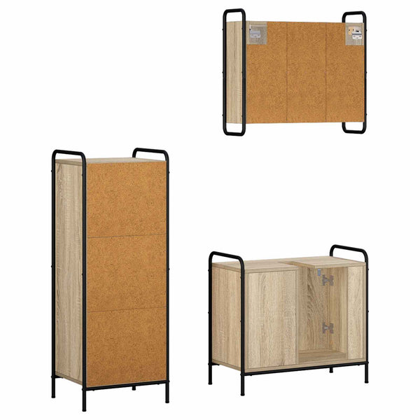 Kylpyhuoneen kaappisetti 3 kpl Sonoma-tammi 40 x 36 x 109,5 cm