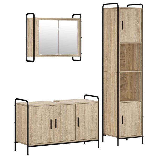 Kylpyhuoneen kaappisetti 3 kpl Sonoma-tammi 40 x 36 x 181 cm