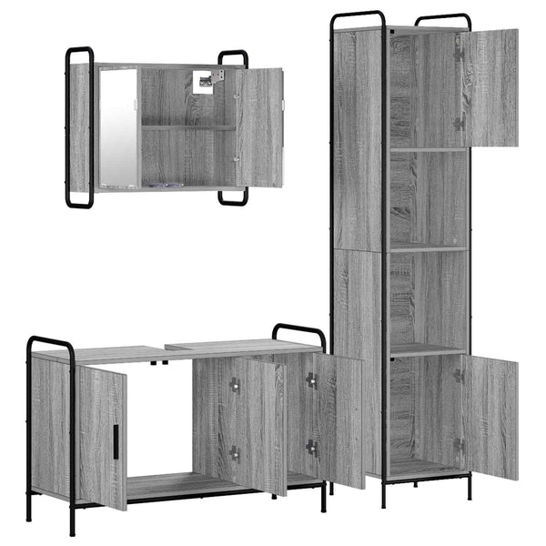 Kylpyhuoneen kaappisetti 3 kpl Harmaa Sonoma 40 x 36 x 181 cm