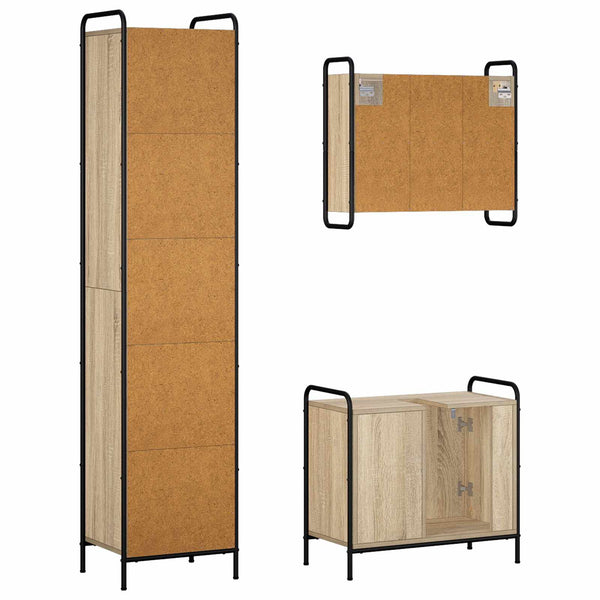 Kylpyhuoneen kaappisetti 3 kpl Sonoma-tammi 40 x 36 x 181 cm