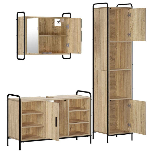 Kylpyhuoneen kaappisetti 3 kpl Sonoma-tammi 40 x 36 x 181 cm